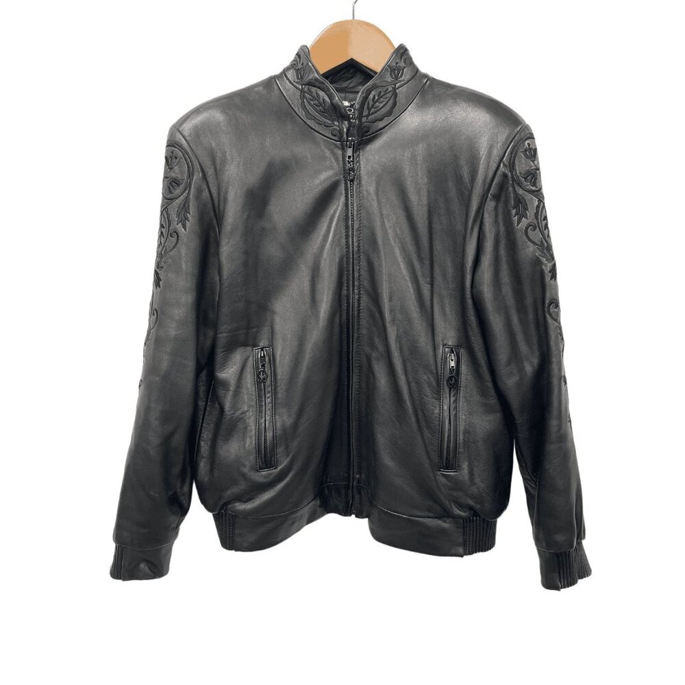 St. John Coat Collection by Marie Gray Black Bomber Jacket Embroidery Sleeves Si